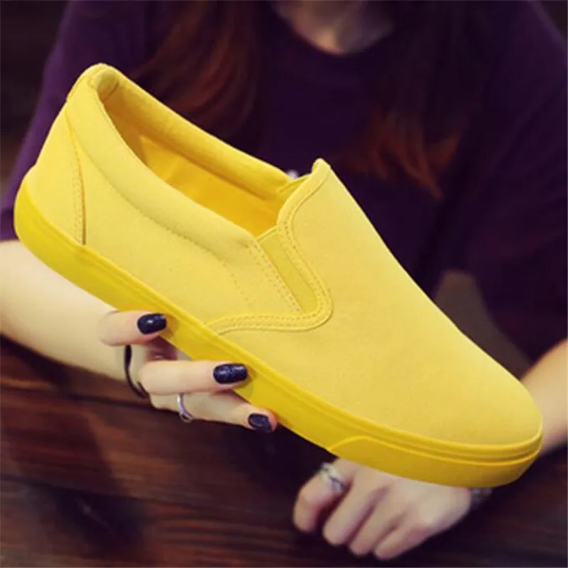Women'S Yellow Fashion Sneakers - Nam Và Nữ Thoáng Khí Vải