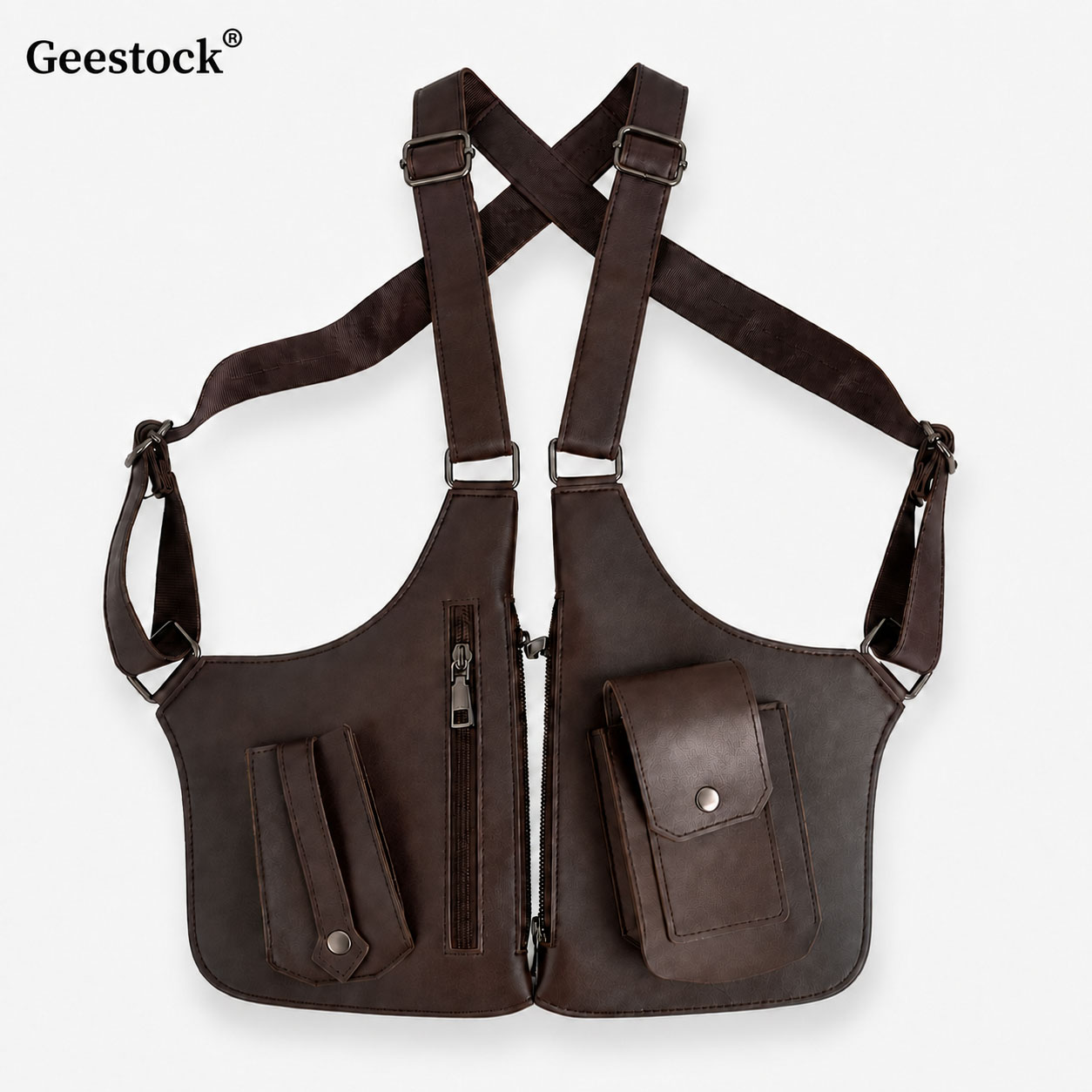Women'S Fashion Utility Vest - Leather Vest Bag Men Women Utility