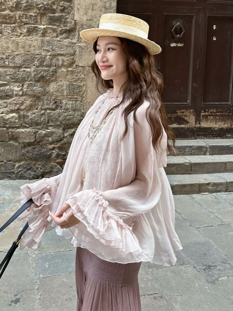 Lace ruffled loose top, stylis - đánh giá và giá Women'S Fashion For Summer 2026