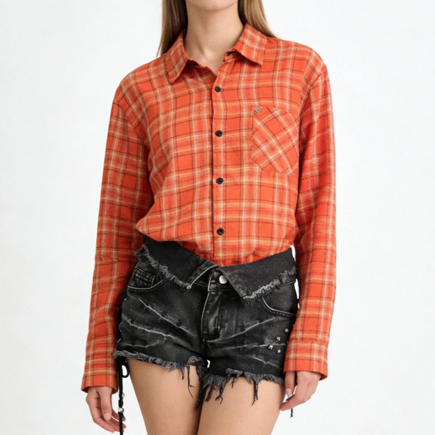 Women's Orange Collared Long S - đánh giá và giá Women'S Y2K Fashion Aesthetic