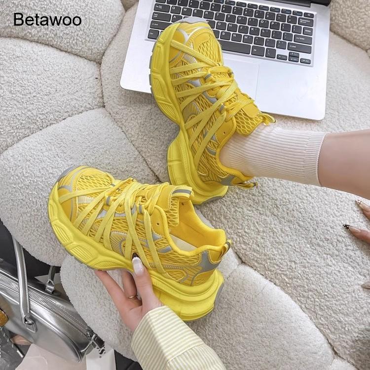 Women's Fashion Mesh Platform  - đánh giá và giá Women'S Yellow Fashion Sneakers