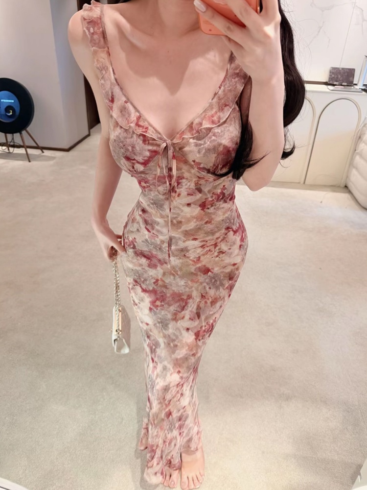 French Style Floral Print Slim - đánh giá và giá Printed Wrap Skirt