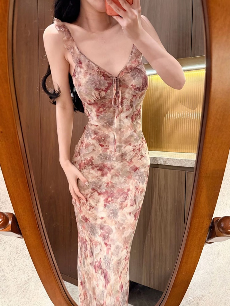 French Style Floral Print Slim - đánh giá và giá Printed Wrap Skirt