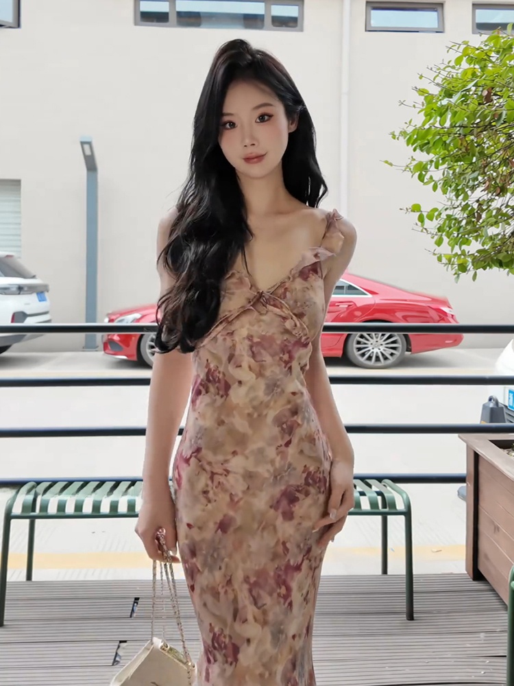 French Style Floral Print Slim - đánh giá và giá Printed Wrap Skirt