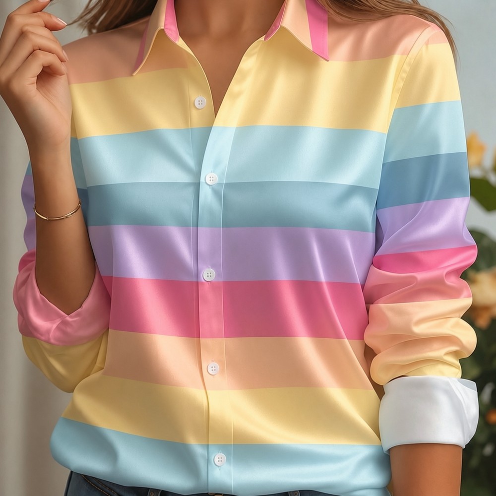 Women Satin Lapel Collar Shirt - đánh giá và giá Women Fashion Styles