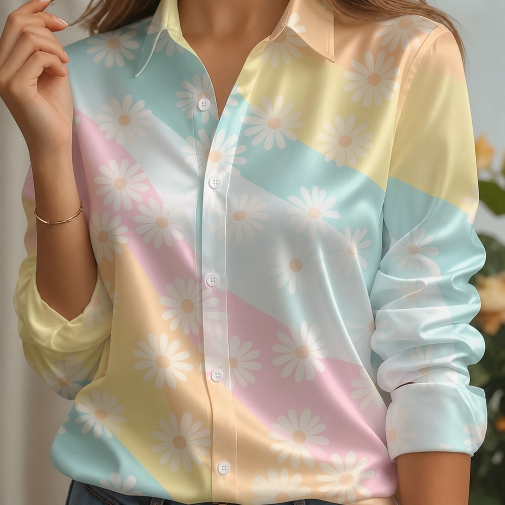 Women Satin Lapel Collar Shirt - đánh giá và giá Women Fashion Styles