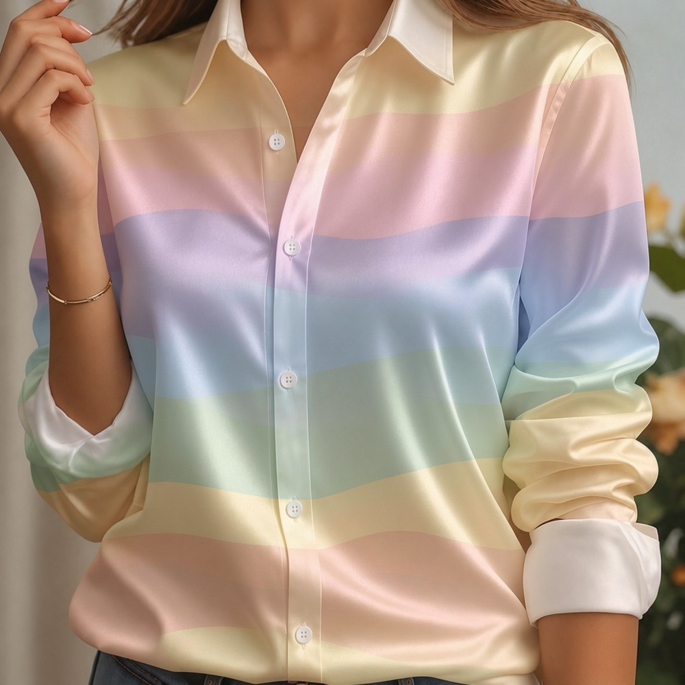 Women Satin Lapel Collar Shirt - đánh giá và giá Women Fashion Styles