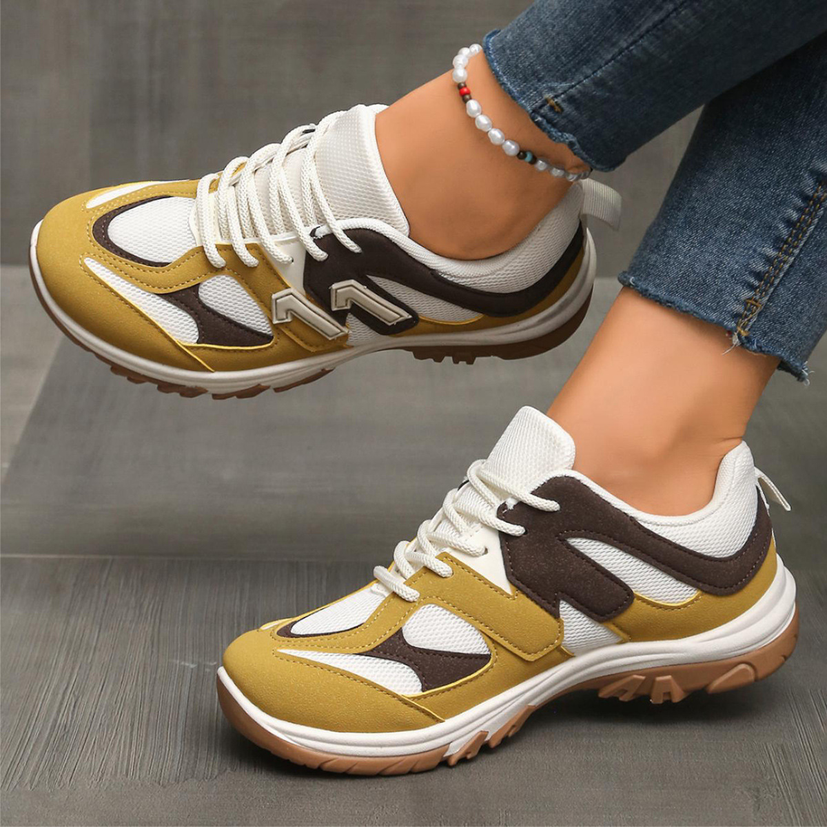Fashion Gray Yellow Mix Color  - đánh giá và giá Women'S Yellow Fashion Sneakers