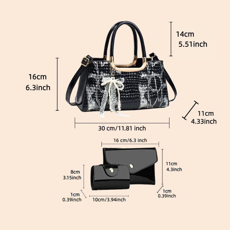 Women's Handbag Set, Crocodile - đánh giá và giá Crossbody Bag Women