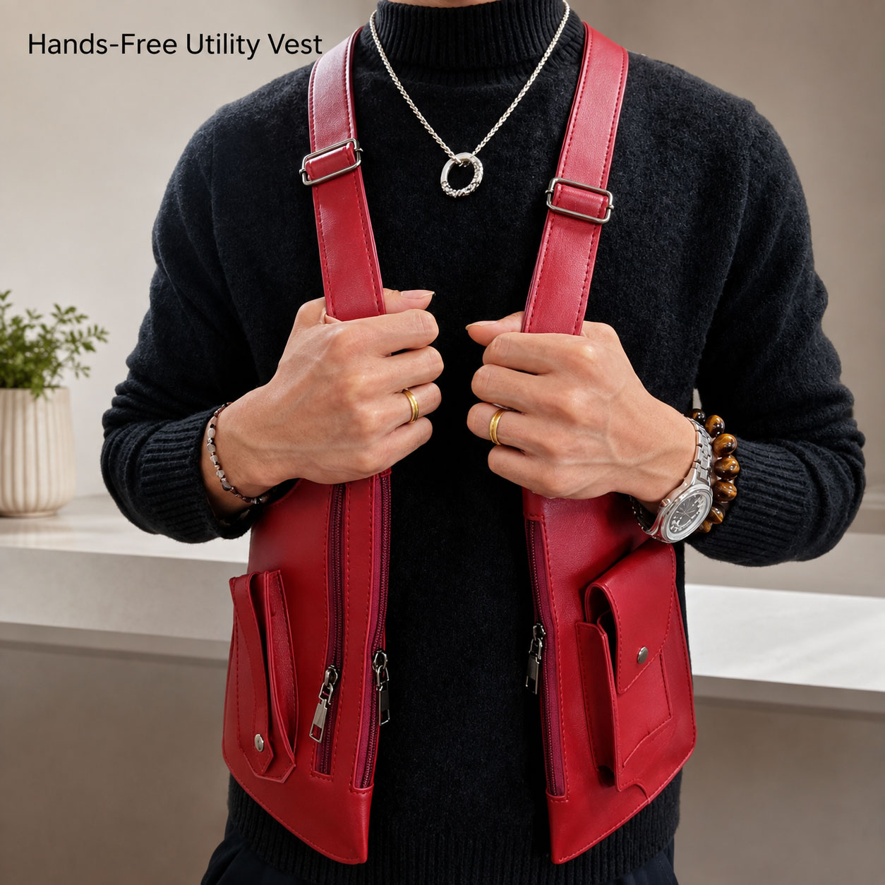 Leather Vest Bag Men Women Uti - đánh giá và giá Women'S Fashion Utility Vest